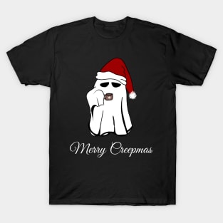 Merry Creepmas ghost with Santa hat T-Shirt